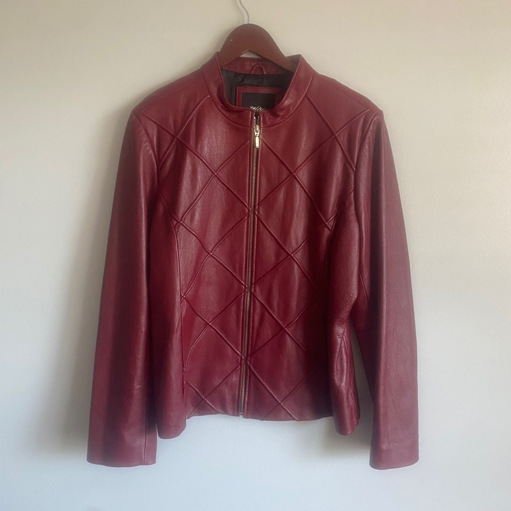 Mossimo Vintage Womens Red Leather Zip Up Jacket Size XLarge